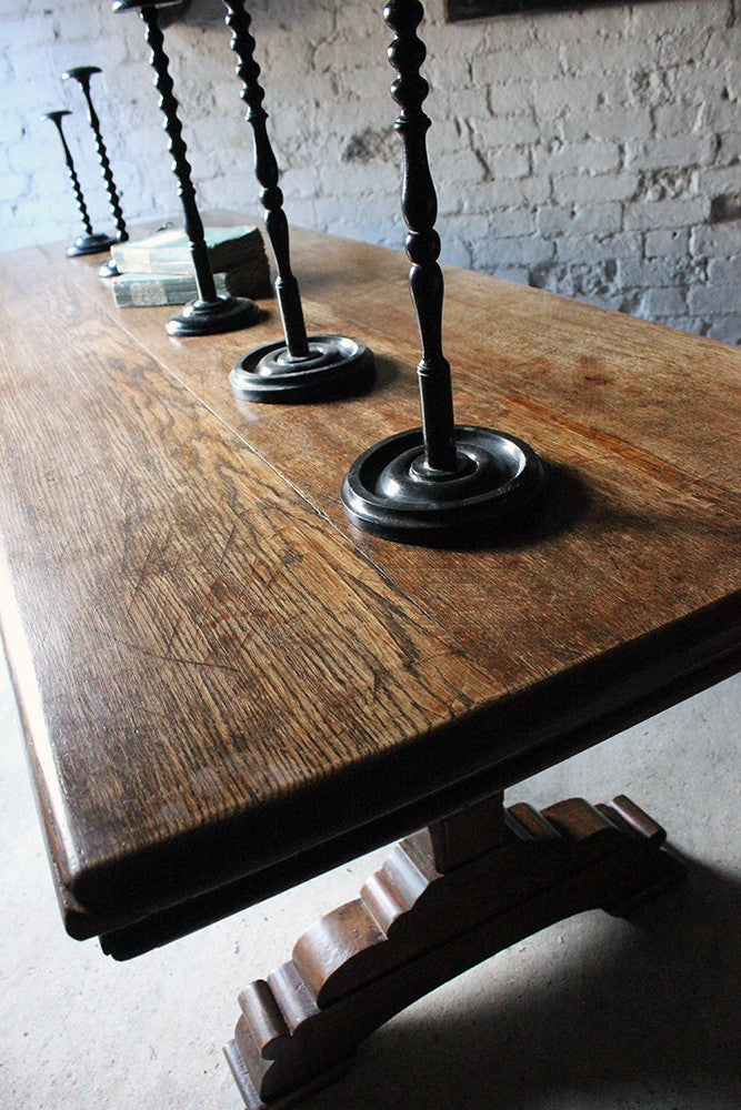 A Fine c.1860 Victorian Oak Gothic Revival Refectory Table in the Manner of A.W.N. Pugin