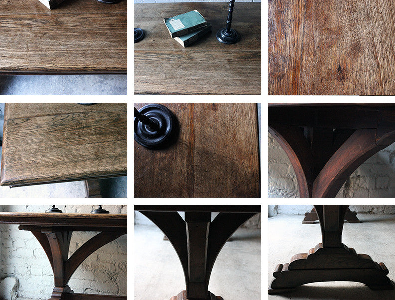 A Fine c.1860 Victorian Oak Gothic Revival Refectory Table in the Manner of A.W.N. Pugin