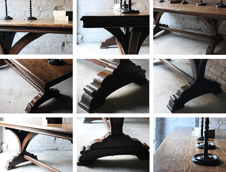 A Fine c.1860 Victorian Oak Gothic Revival Refectory Table in the Manner of A.W.N. Pugin