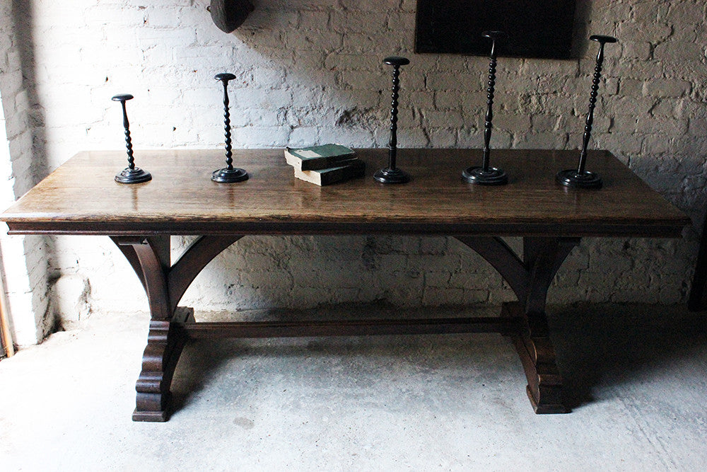 A Fine c.1860 Victorian Oak Gothic Revival Refectory Table in the Manner of A.W.N. Pugin