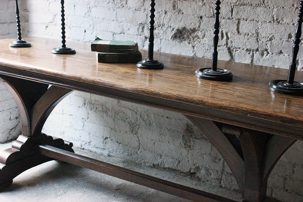 A Fine c.1860 Victorian Oak Gothic Revival Refectory Table in the Manner of A.W.N. Pugin