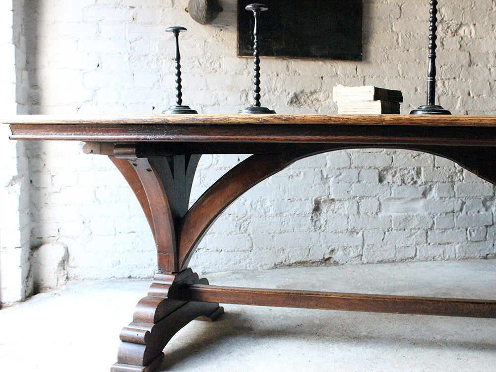 A Fine c.1860 Victorian Oak Gothic Revival Refectory Table in the Manner of A.W.N. Pugin