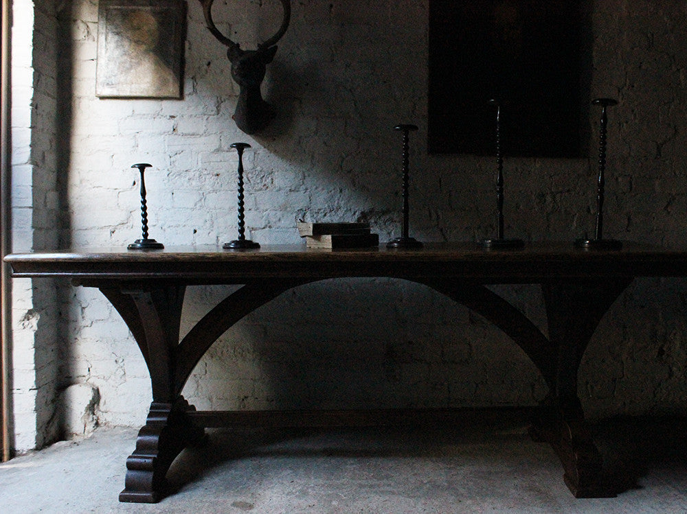 A Fine c.1860 Victorian Oak Gothic Revival Refectory Table in the Manner of A.W.N. Pugin