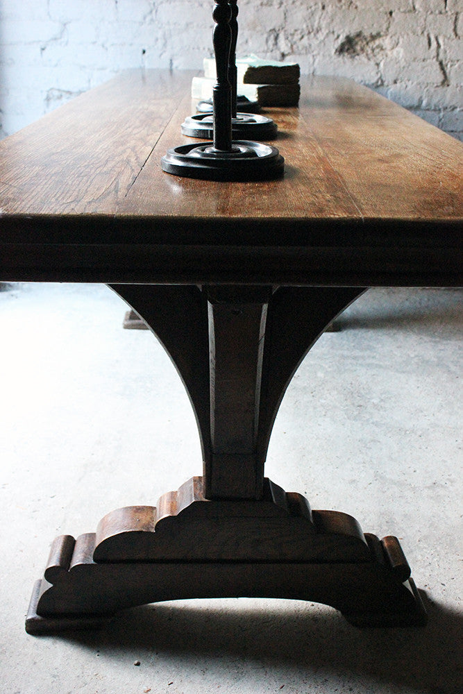 A Fine c.1860 Victorian Oak Gothic Revival Refectory Table in the Manner of A.W.N. Pugin
