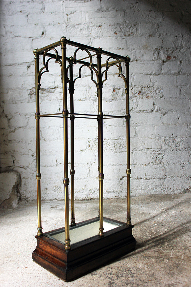 A Fine Victorian Gothic Revival Brass & Oak Umbrella/Stick Stand c.1870-90