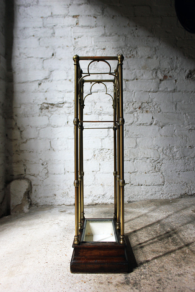 A Fine Victorian Gothic Revival Brass & Oak Umbrella/Stick Stand c.1870-90