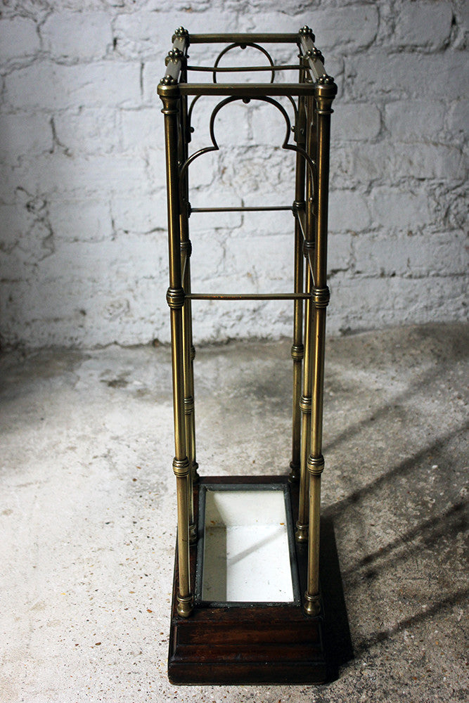 A Fine Victorian Gothic Revival Brass & Oak Umbrella/Stick Stand c.1870-90
