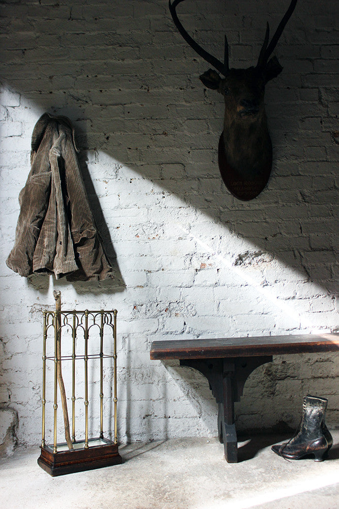 A Fine Victorian Gothic Revival Brass & Oak Umbrella/Stick Stand c.1870-90