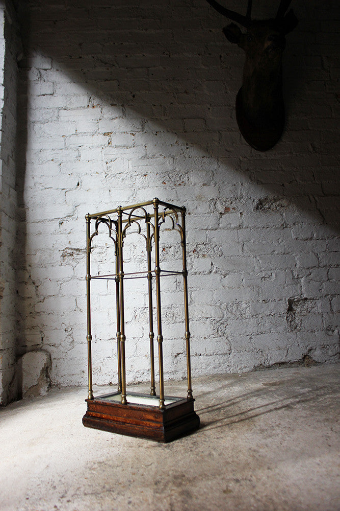 A Fine Victorian Gothic Revival Brass & Oak Umbrella/Stick Stand c.1870-90