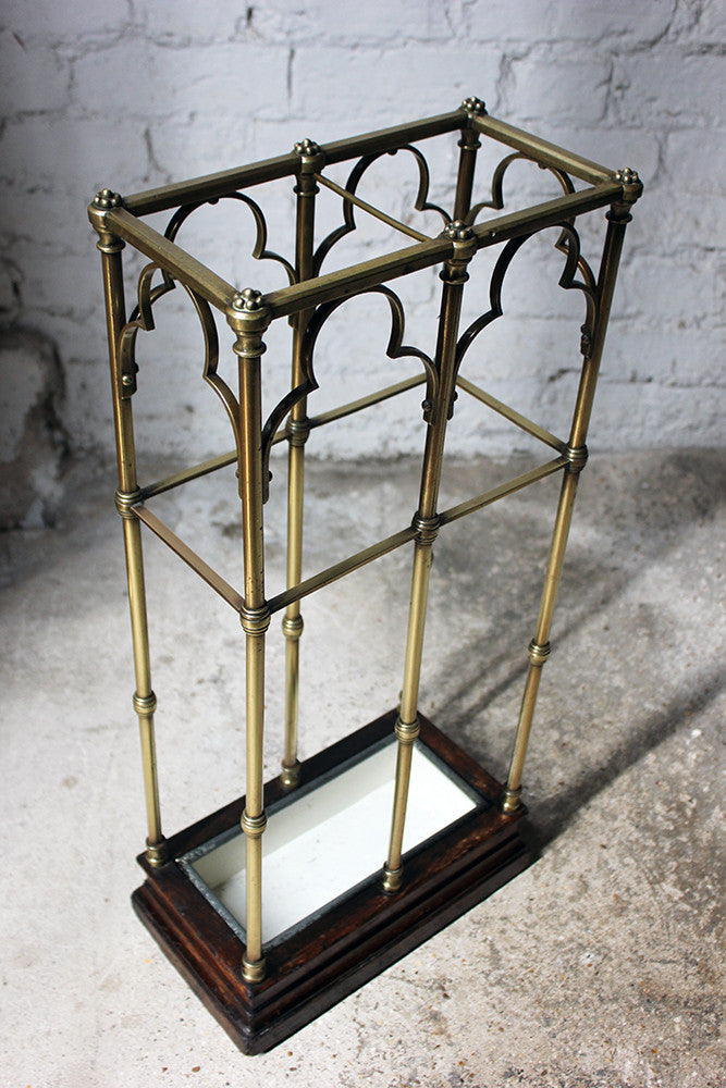 A Fine Victorian Gothic Revival Brass & Oak Umbrella/Stick Stand c.1870-90