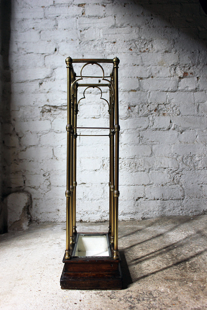 A Fine Victorian Gothic Revival Brass & Oak Umbrella/Stick Stand c.1870-90