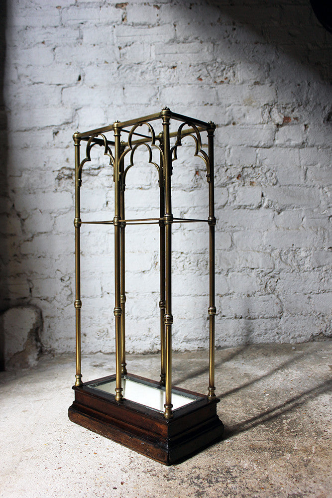 A Fine Victorian Gothic Revival Brass & Oak Umbrella/Stick Stand c.1870-90