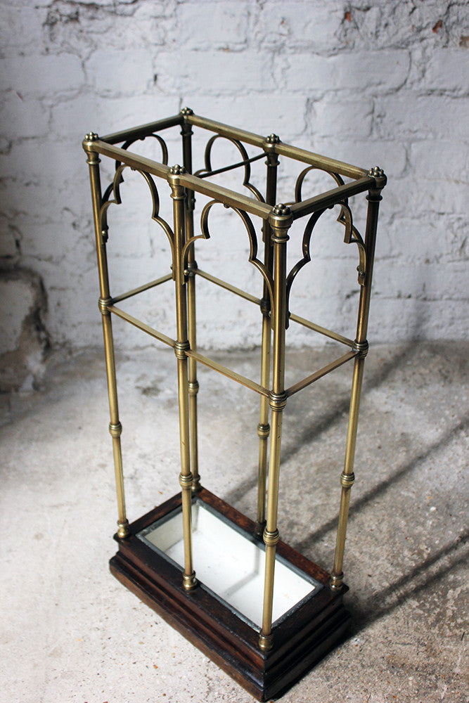 A Fine Victorian Gothic Revival Brass & Oak Umbrella/Stick Stand c.1870-90