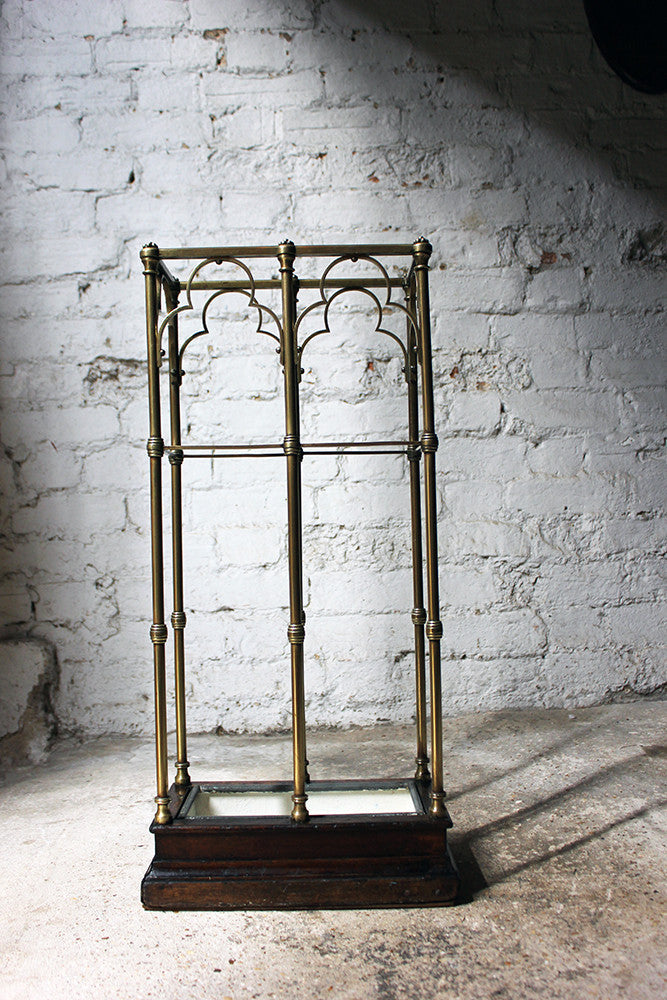A Fine Victorian Gothic Revival Brass & Oak Umbrella/Stick Stand c.1870-90