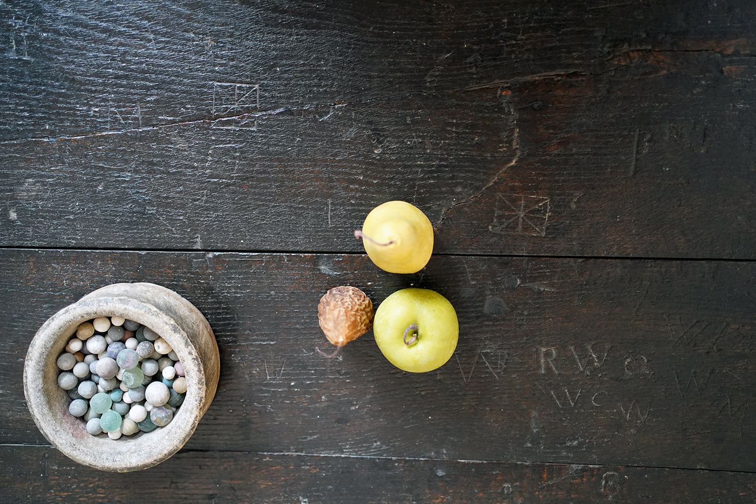 A 17thC English Graffitied Oak Refectory Table; Southwick Hall, Northamptonshire c.1680