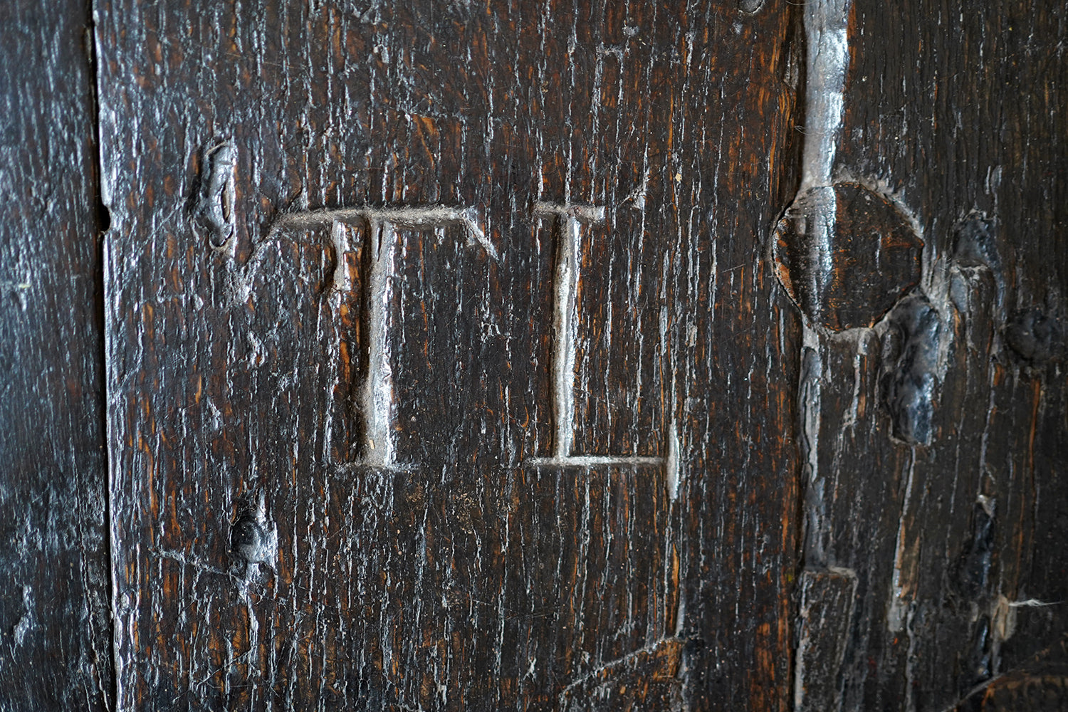 A 17thC English Graffitied Oak Refectory Table; Southwick Hall, Northamptonshire c.1680