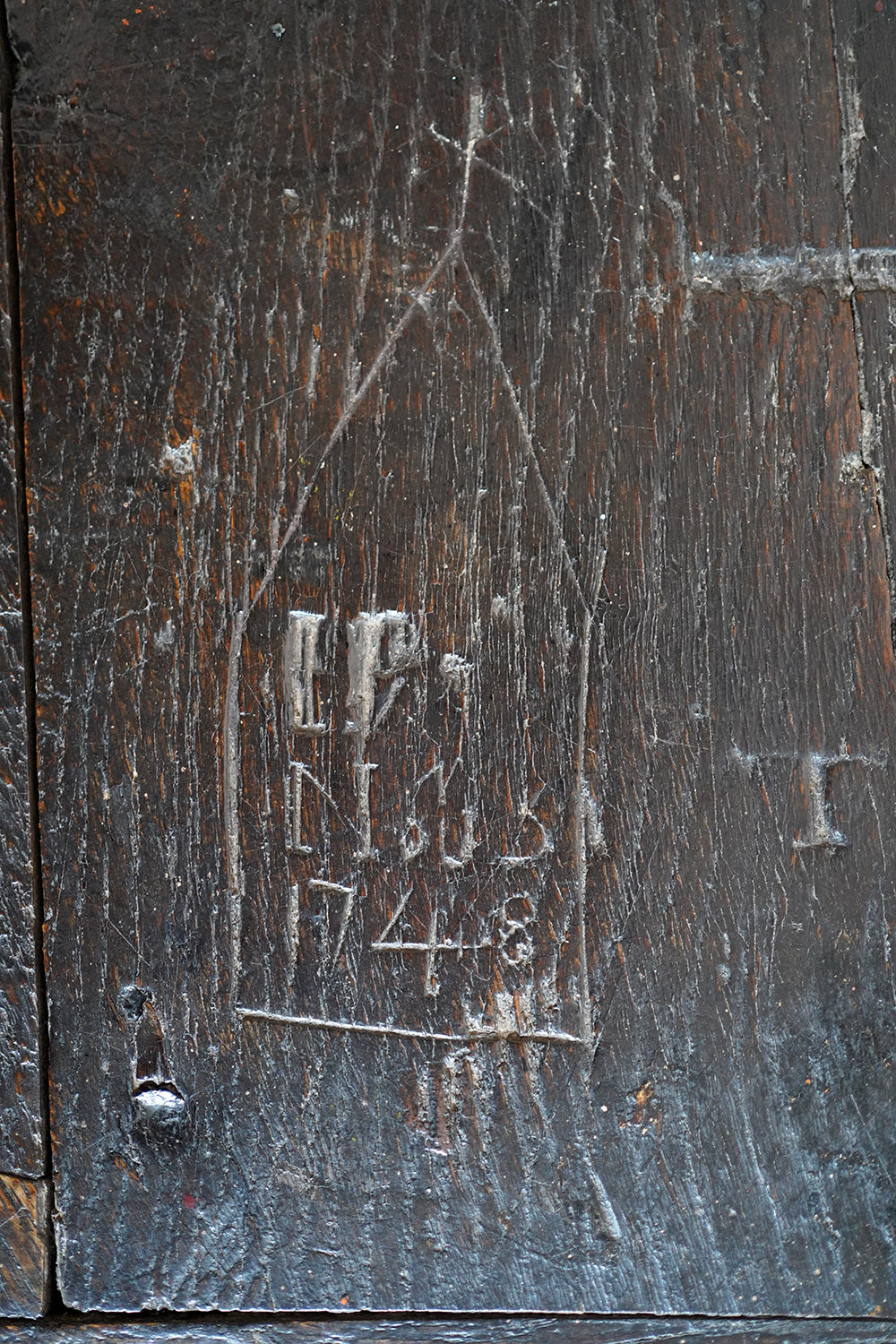 A 17thC English Graffitied Oak Refectory Table; Southwick Hall, Northamptonshire c.1680