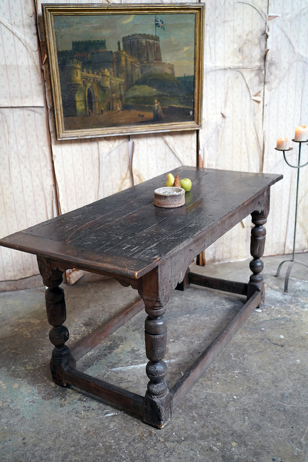 A 17thC English Graffitied Oak Refectory Table; Southwick Hall, Northamptonshire c.1680