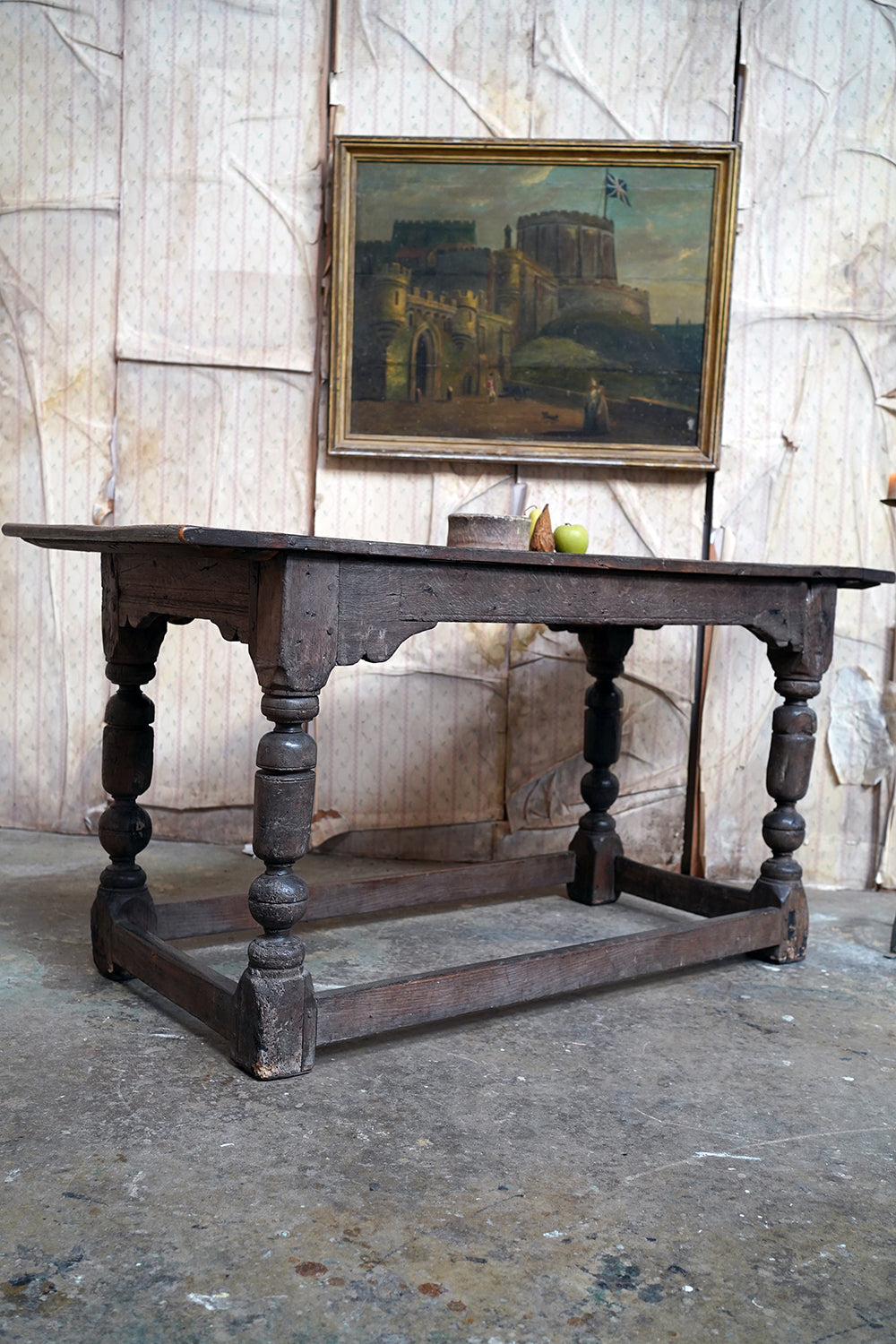 A 17thC English Graffitied Oak Refectory Table; Southwick Hall, Northamptonshire c.1680