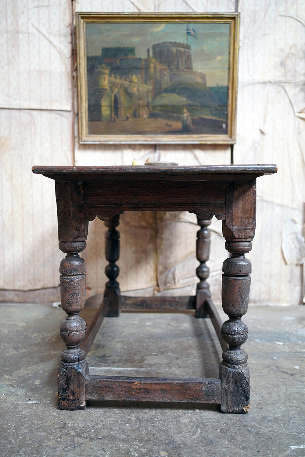 A 17thC English Graffitied Oak Refectory Table; Southwick Hall, Northamptonshire c.1680