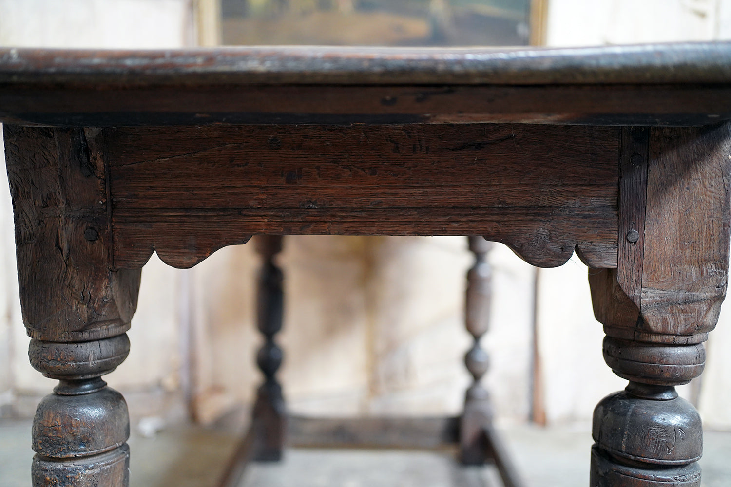 A 17thC English Graffitied Oak Refectory Table; Southwick Hall, Northamptonshire c.1680