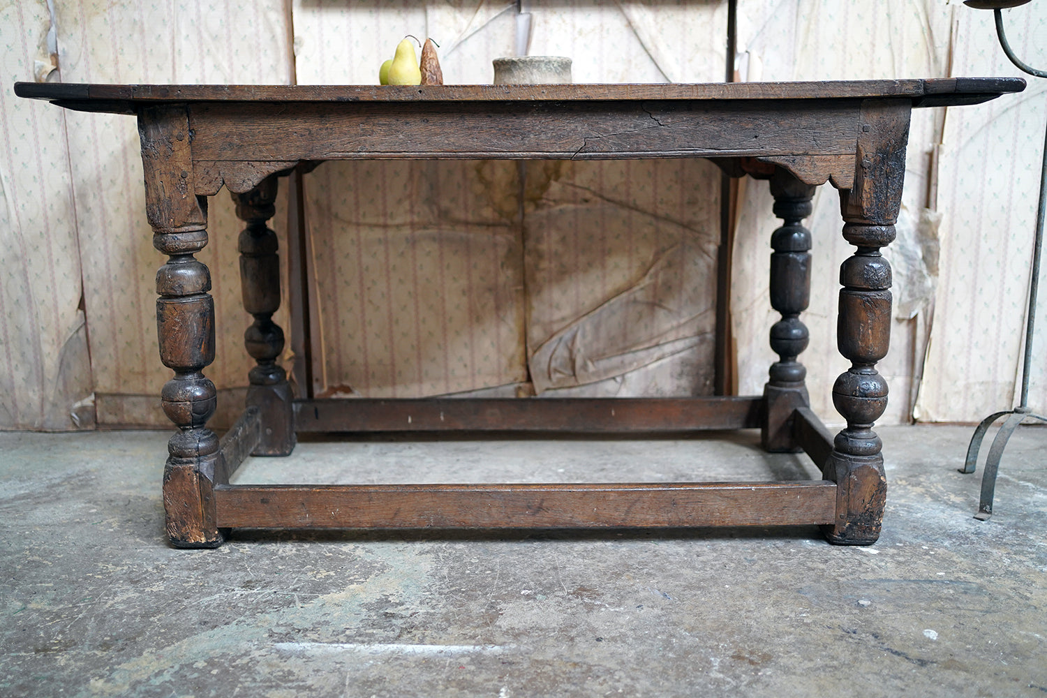 A 17thC English Graffitied Oak Refectory Table; Southwick Hall, Northamptonshire c.1680