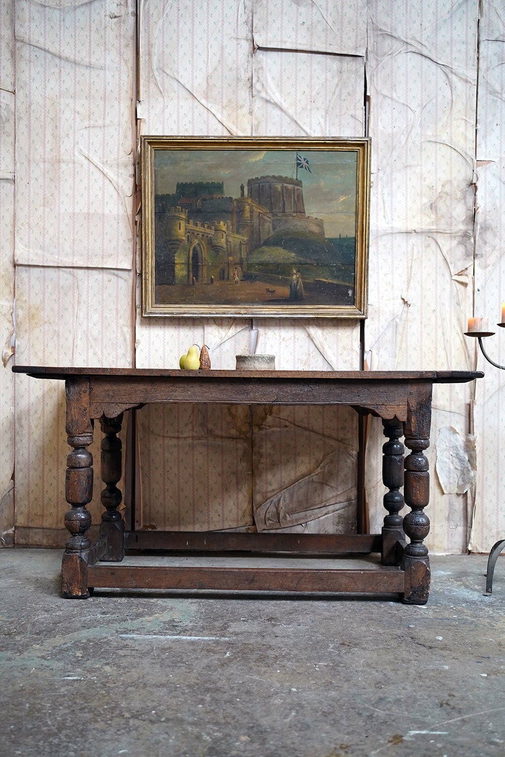 A 17thC English Graffitied Oak Refectory Table; Southwick Hall, Northamptonshire c.1680