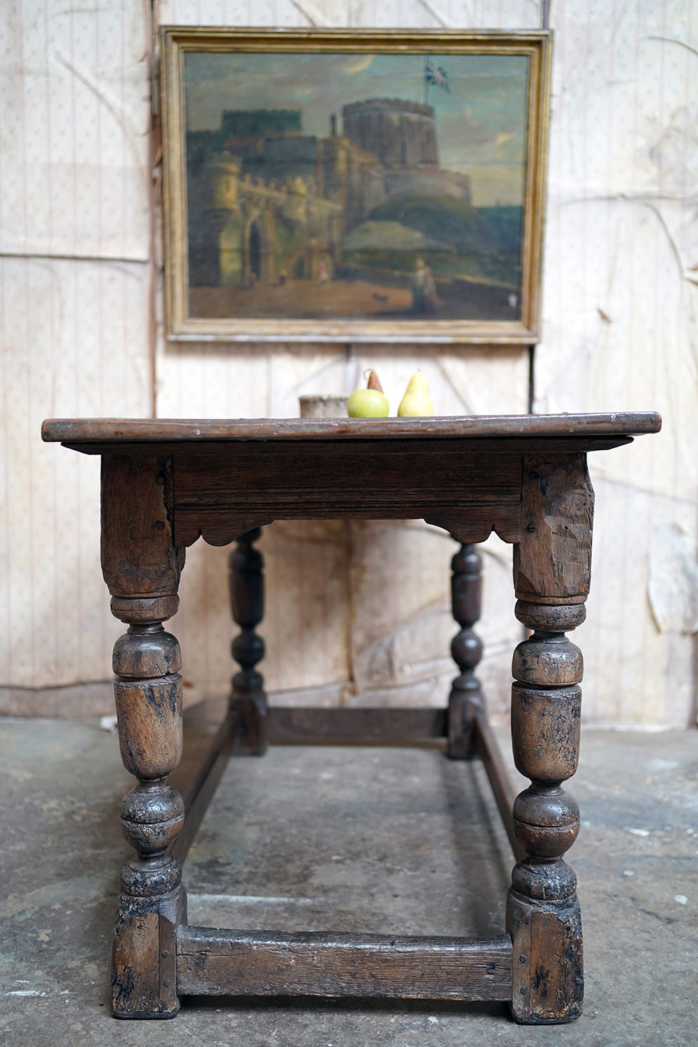 A 17thC English Graffitied Oak Refectory Table; Southwick Hall, Northamptonshire c.1680