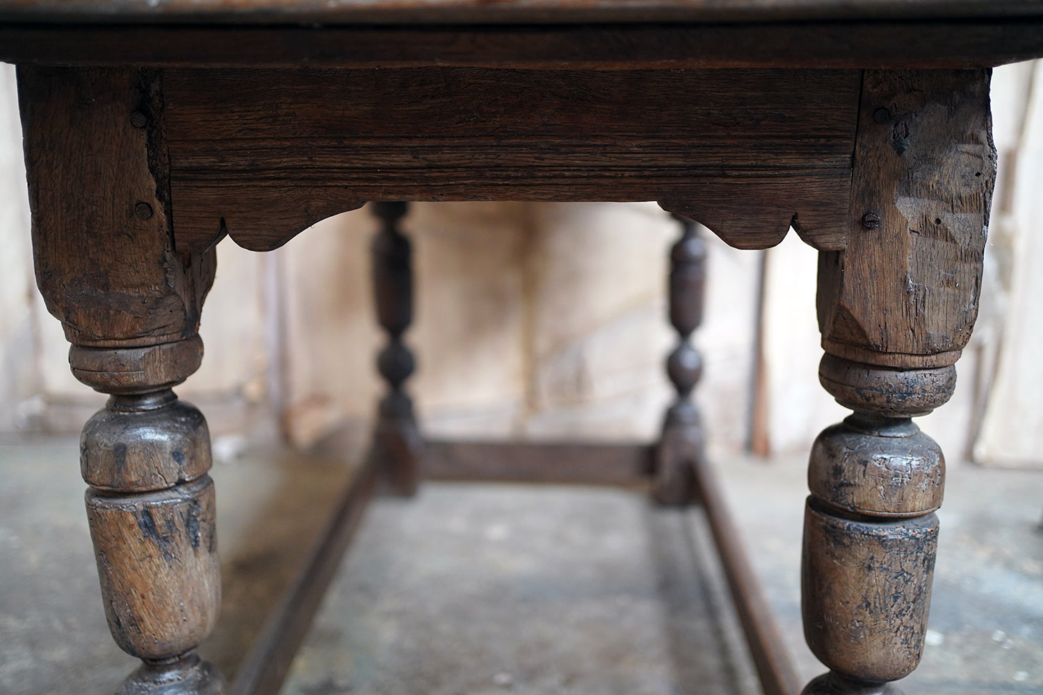A 17thC English Graffitied Oak Refectory Table; Southwick Hall, Northamptonshire c.1680