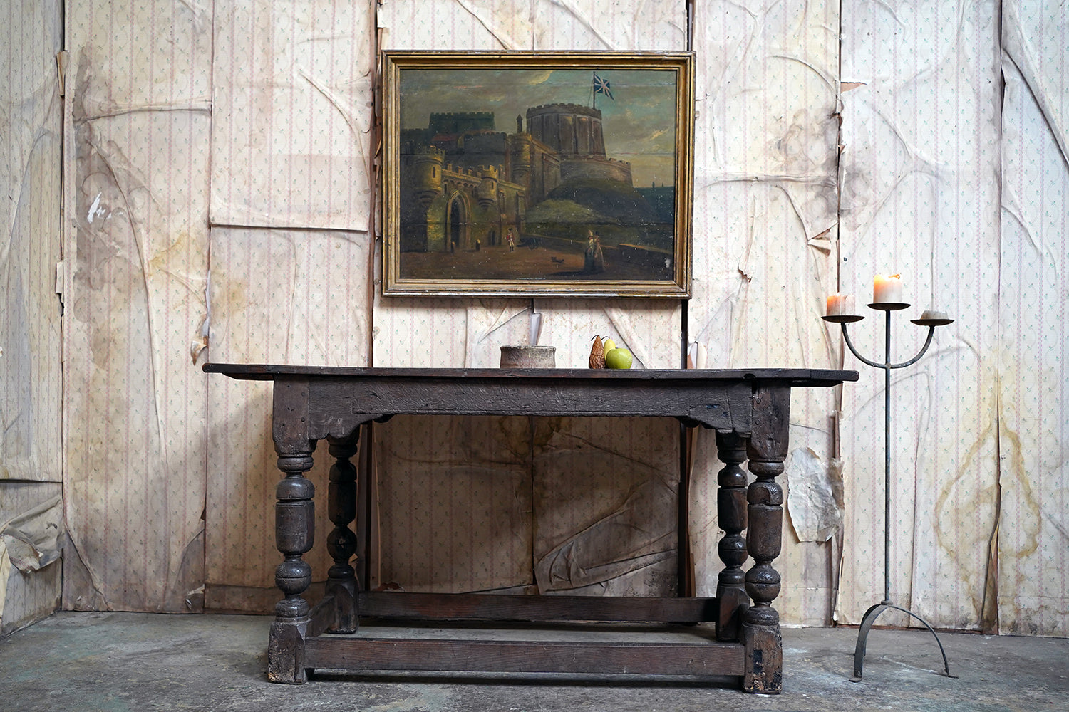A 17thC English Graffitied Oak Refectory Table; Southwick Hall, Northamptonshire c.1680
