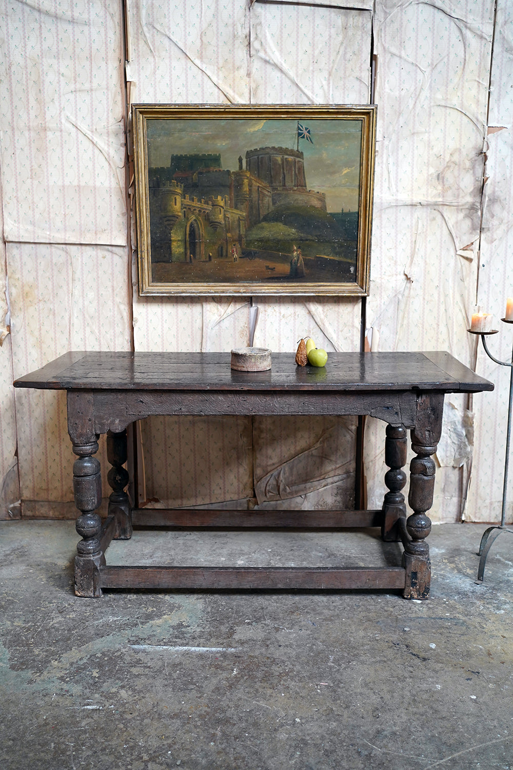 A 17thC English Graffitied Oak Refectory Table; Southwick Hall, Northamptonshire c.1680