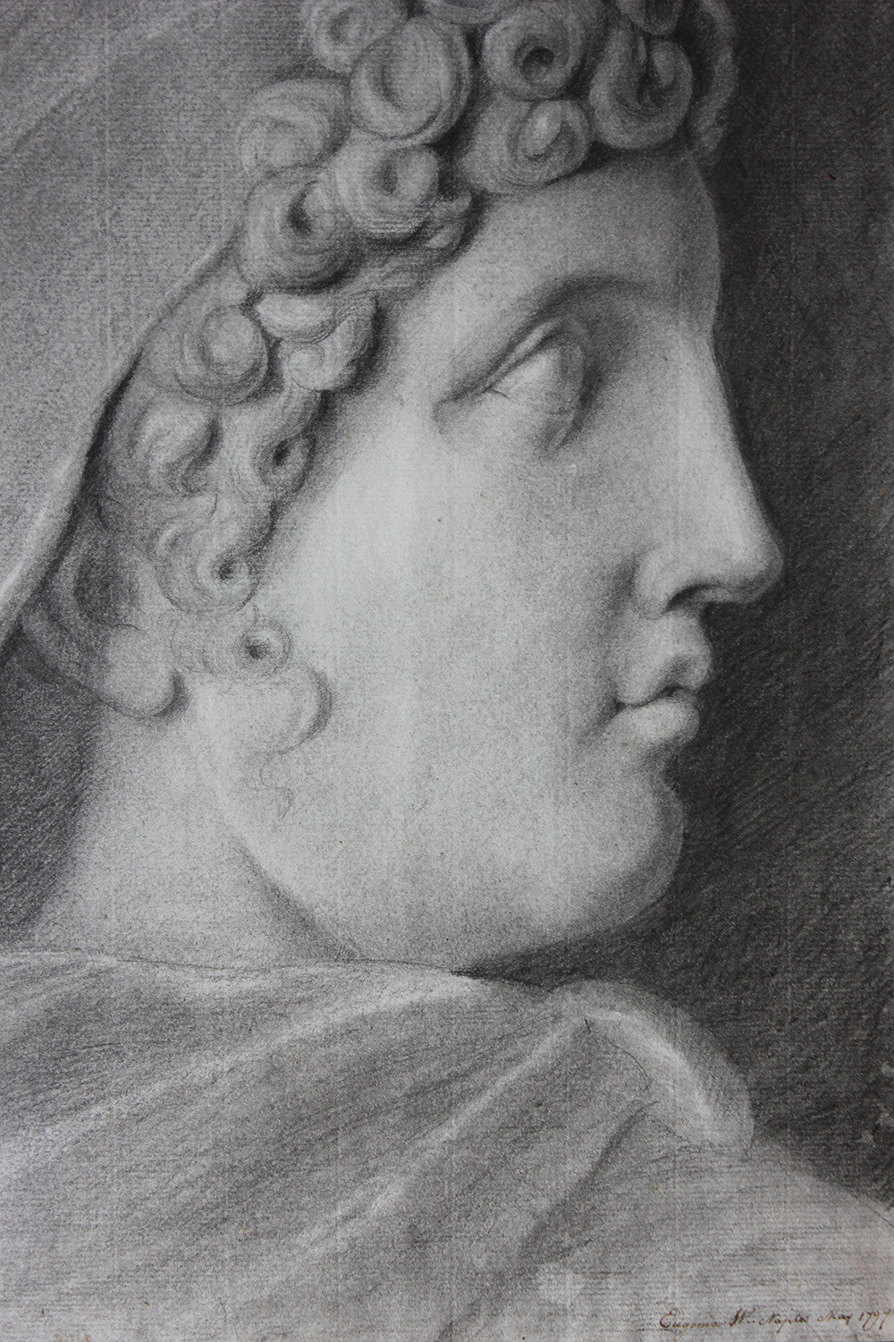A Fine Late 18thC Italian School Grand Tour Charcoal Study of Ganymede; Naples; 1797