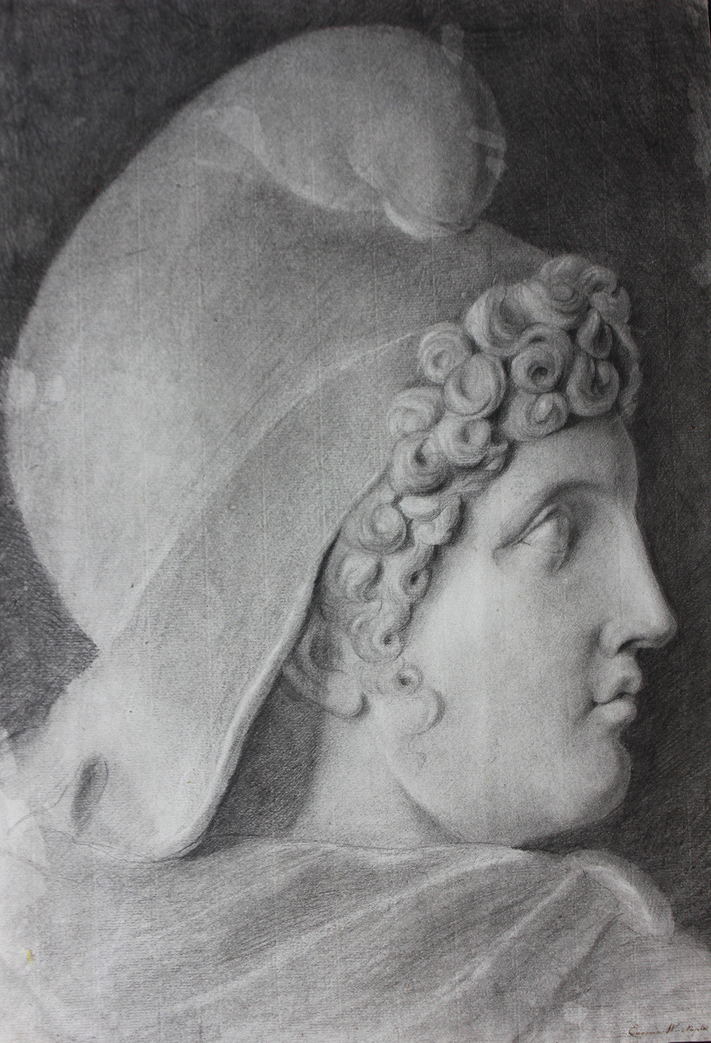 A Fine Late 18thC Italian School Grand Tour Charcoal Study of Ganymede; Naples; 1797
