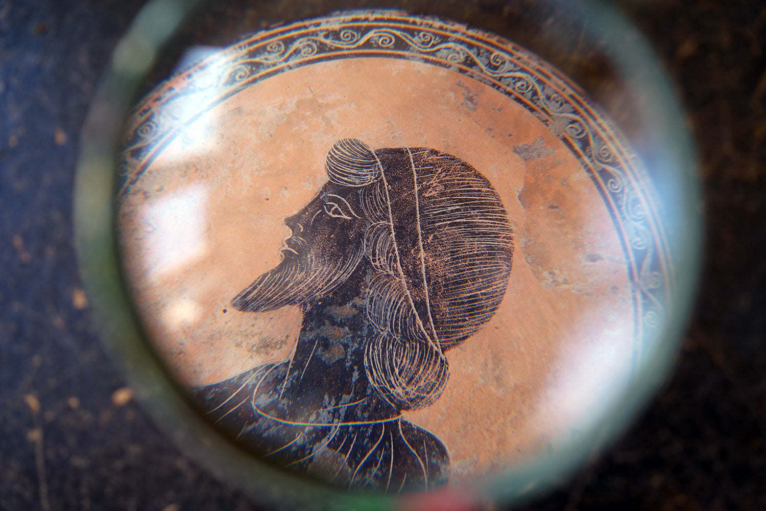 A Classical Greek Attic Pottery Portrait Roundel c.5-7thC B.C