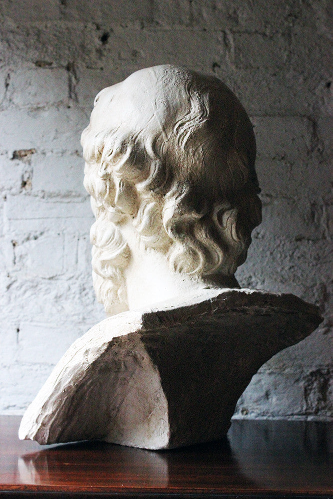A Decorative c.1900 Classical Plaster Portrait Bust of a Bearded Greek Philosopher