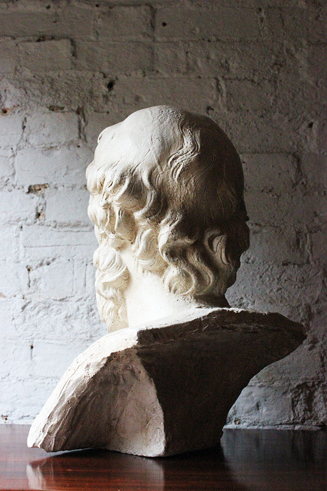 A Decorative c.1900 Classical Plaster Portrait Bust of a Bearded Greek Philosopher