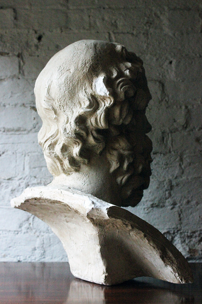 A Decorative c.1900 Classical Plaster Portrait Bust of a Bearded Greek Philosopher