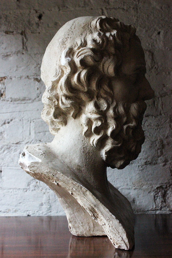 A Decorative c.1900 Classical Plaster Portrait Bust of a Bearded Greek Philosopher