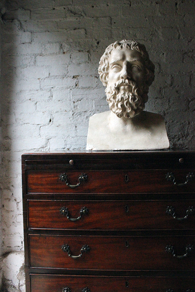 A Decorative c.1900 Classical Plaster Portrait Bust of a Bearded Greek Philosopher