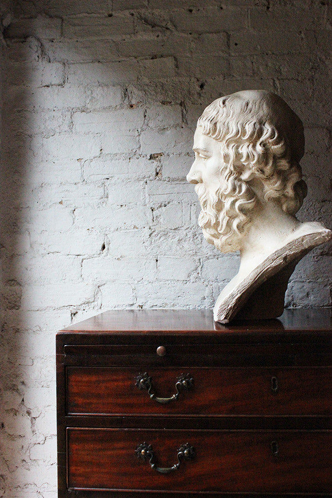 A Decorative c.1900 Classical Plaster Portrait Bust of a Bearded Greek Philosopher