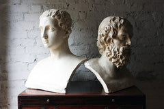 A Decorative c.1900 Classical Plaster Portrait Bust of a Bearded Greek Philosopher