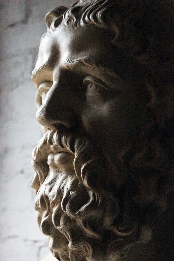 A Decorative c.1900 Classical Plaster Portrait Bust of a Bearded Greek Philosopher