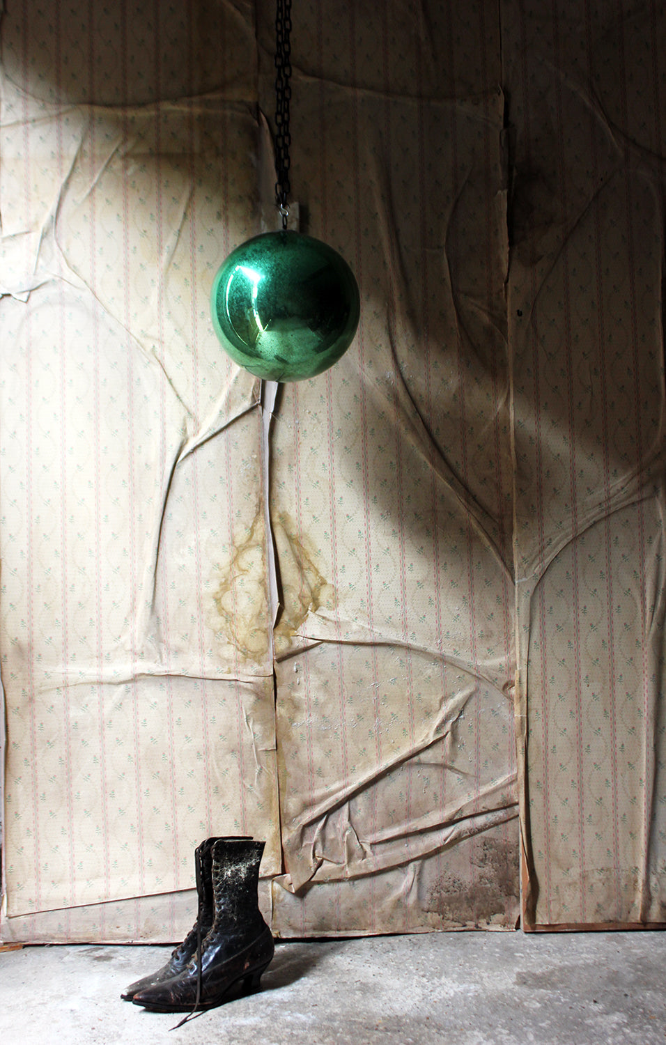 A Good Large Green Mercury Glass Witches Ball c.1900