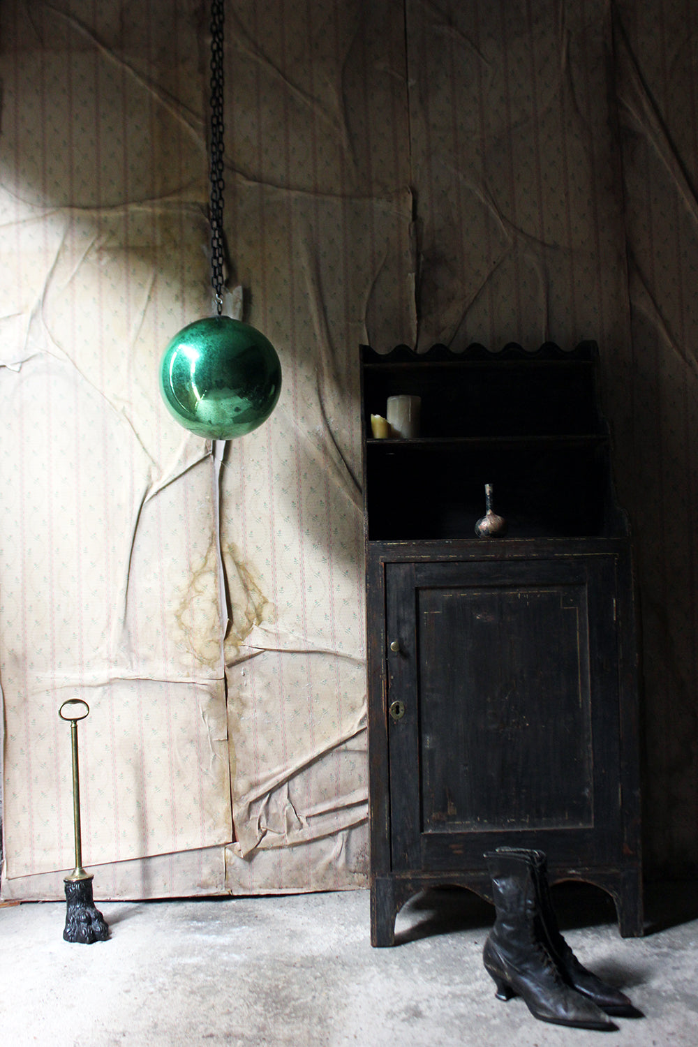 A Good Large Green Mercury Glass Witches Ball c.1900