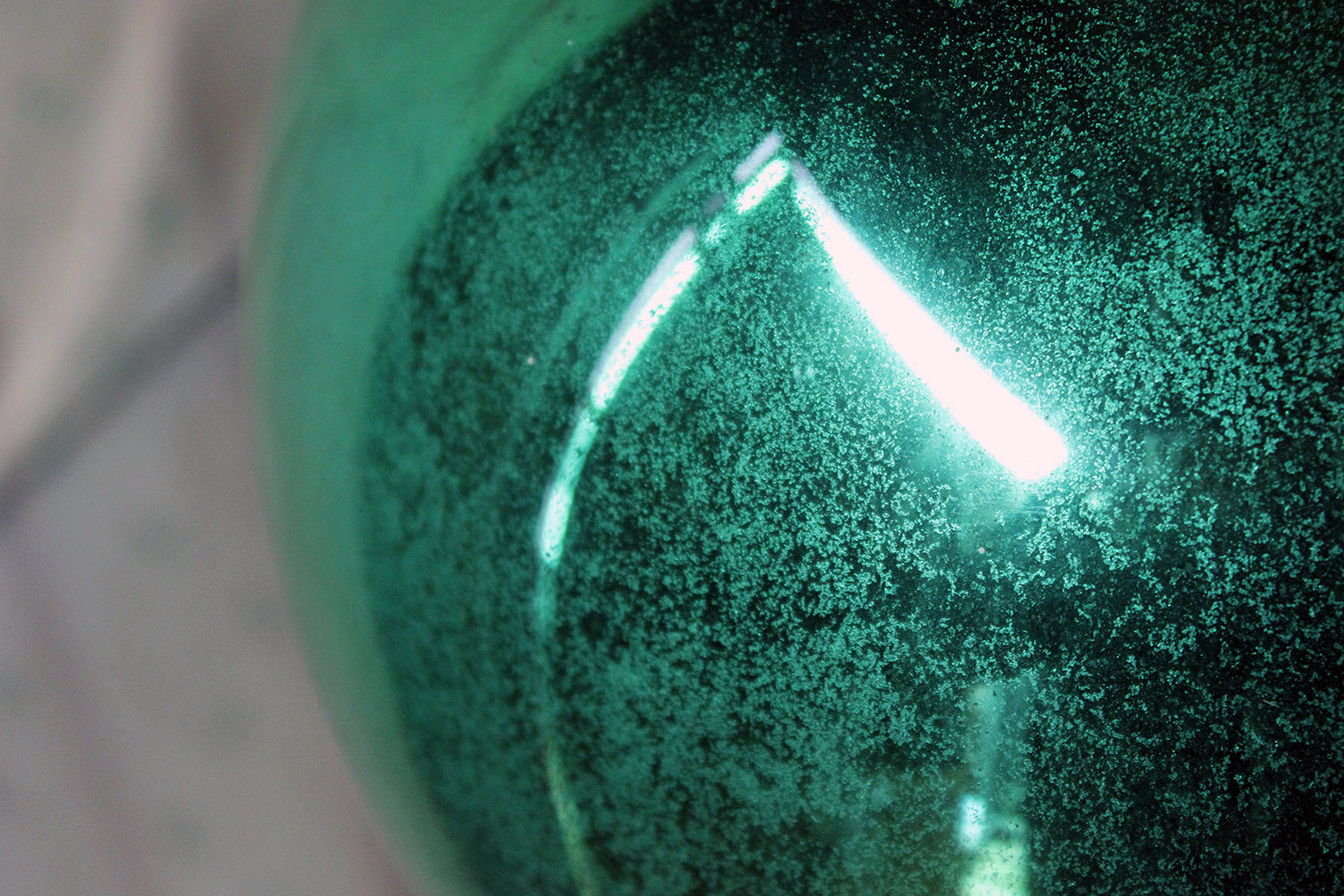 A Good Large Green Mercury Glass Witches Ball c.1900