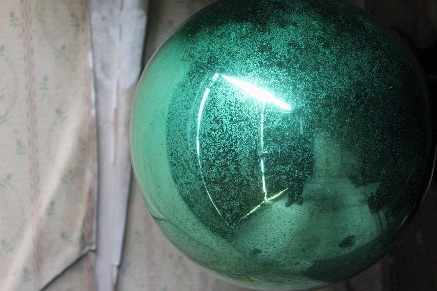 A Good Large Green Mercury Glass Witches Ball c.1900