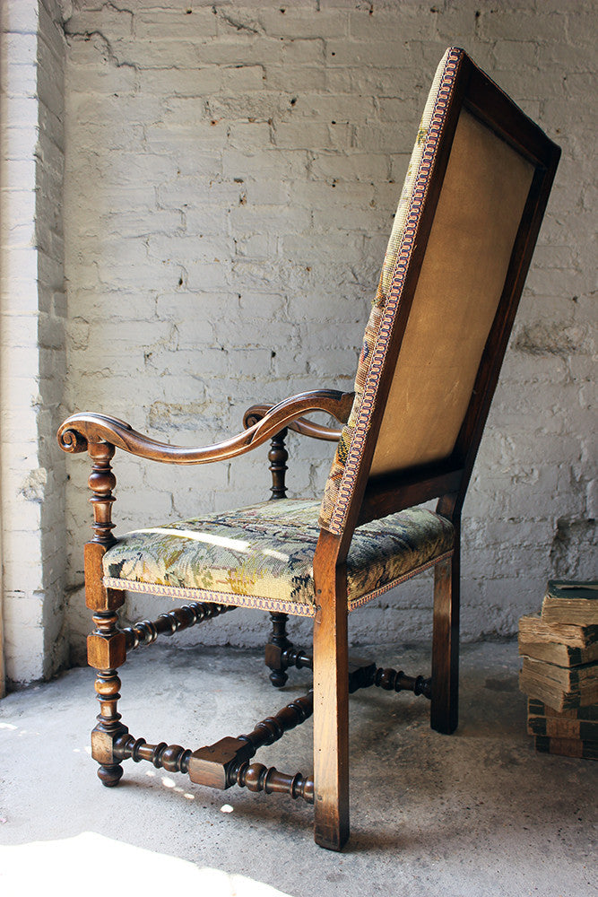 A Good Quality Louis XIV Style Gros-Point Upholstered Open Armchair from Auchterool House, Fife