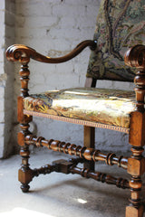 A Good Quality Louis XIV Style Gros-Point Upholstered Open Armchair from Auchterool House, Fife