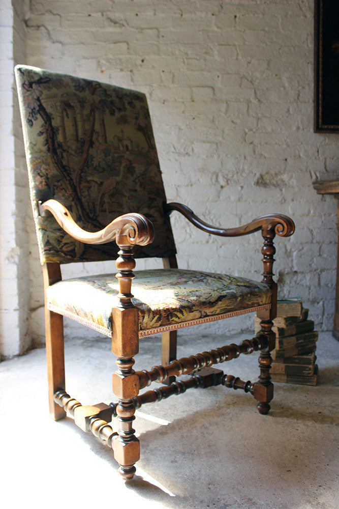 A Good Quality Louis XIV Style Gros-Point Upholstered Open Armchair from Auchterool House, Fife