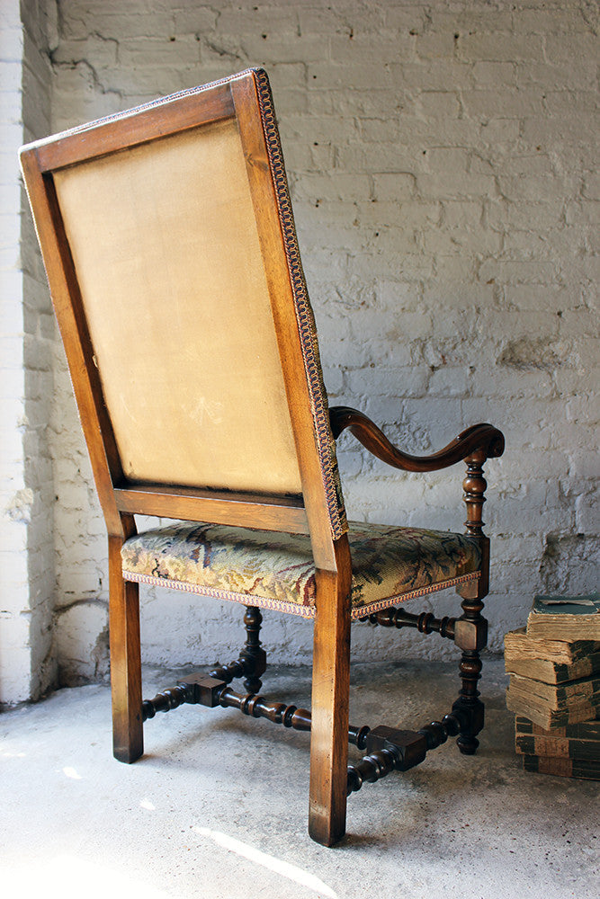 A Good Quality Louis XIV Style Gros-Point Upholstered Open Armchair from Auchterool House, Fife